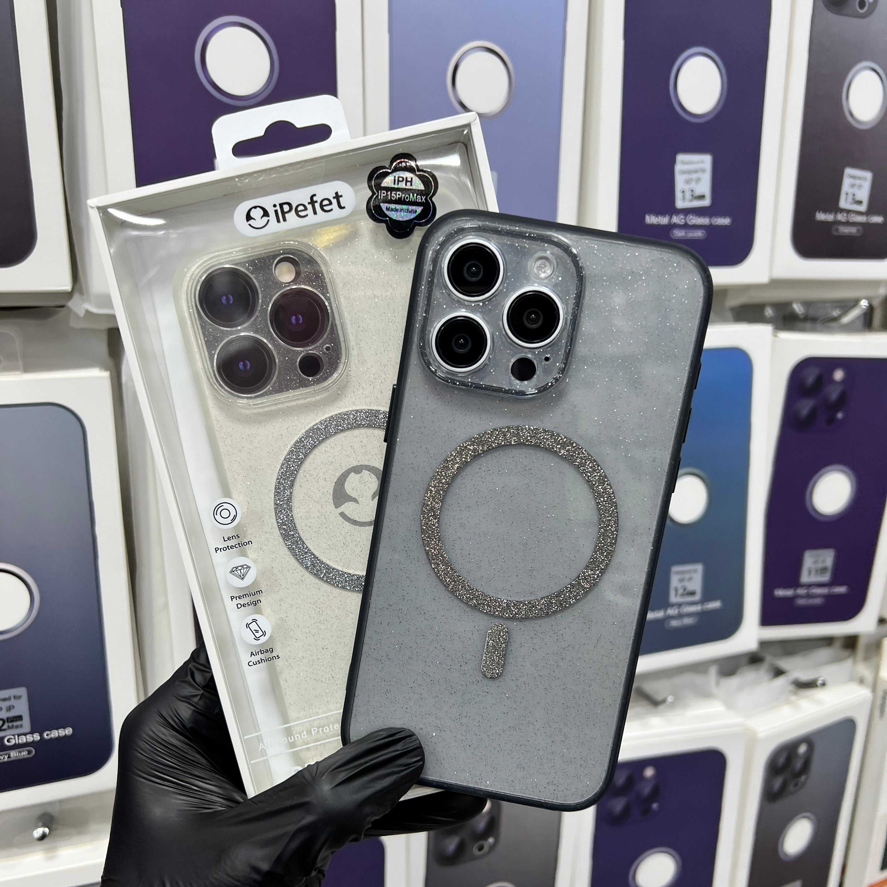 iPefet Glitter Black Magsafe Back Case