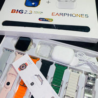 I20 Ultra Max Smart Watch 10-in-1 box set comes with EarBurds